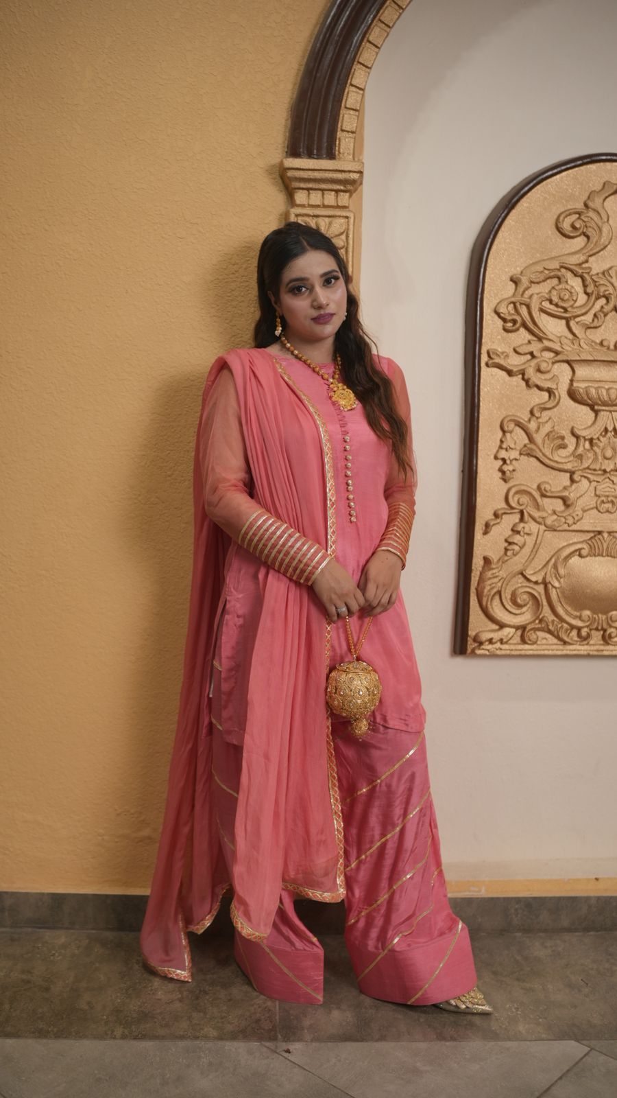 Farshi Wear Affair – Carrot Pink Raw Silk Elegance
