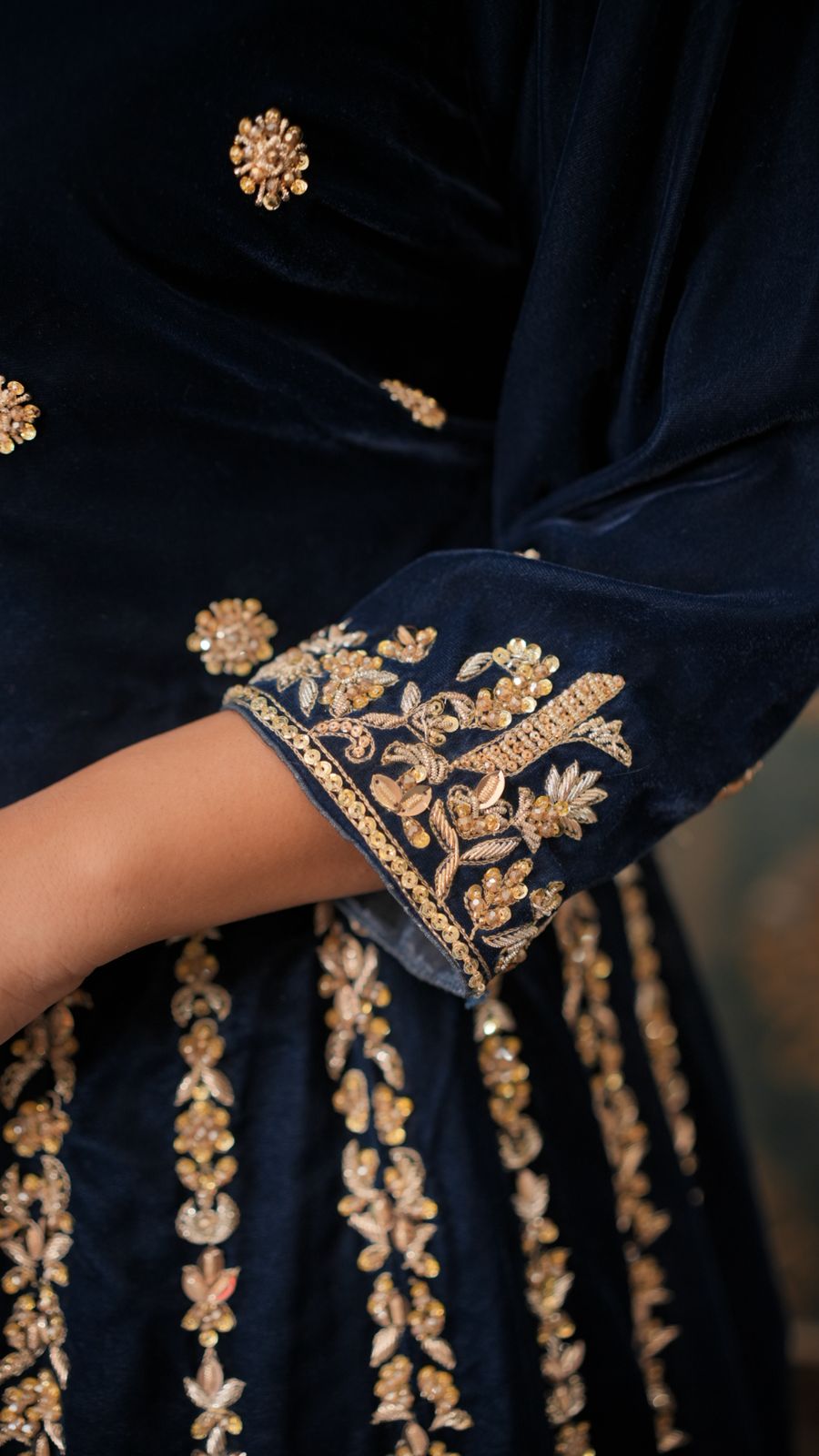 Velvet Zardozi Bridal Lehenga – A Regal Statement of Tradition & Elegance