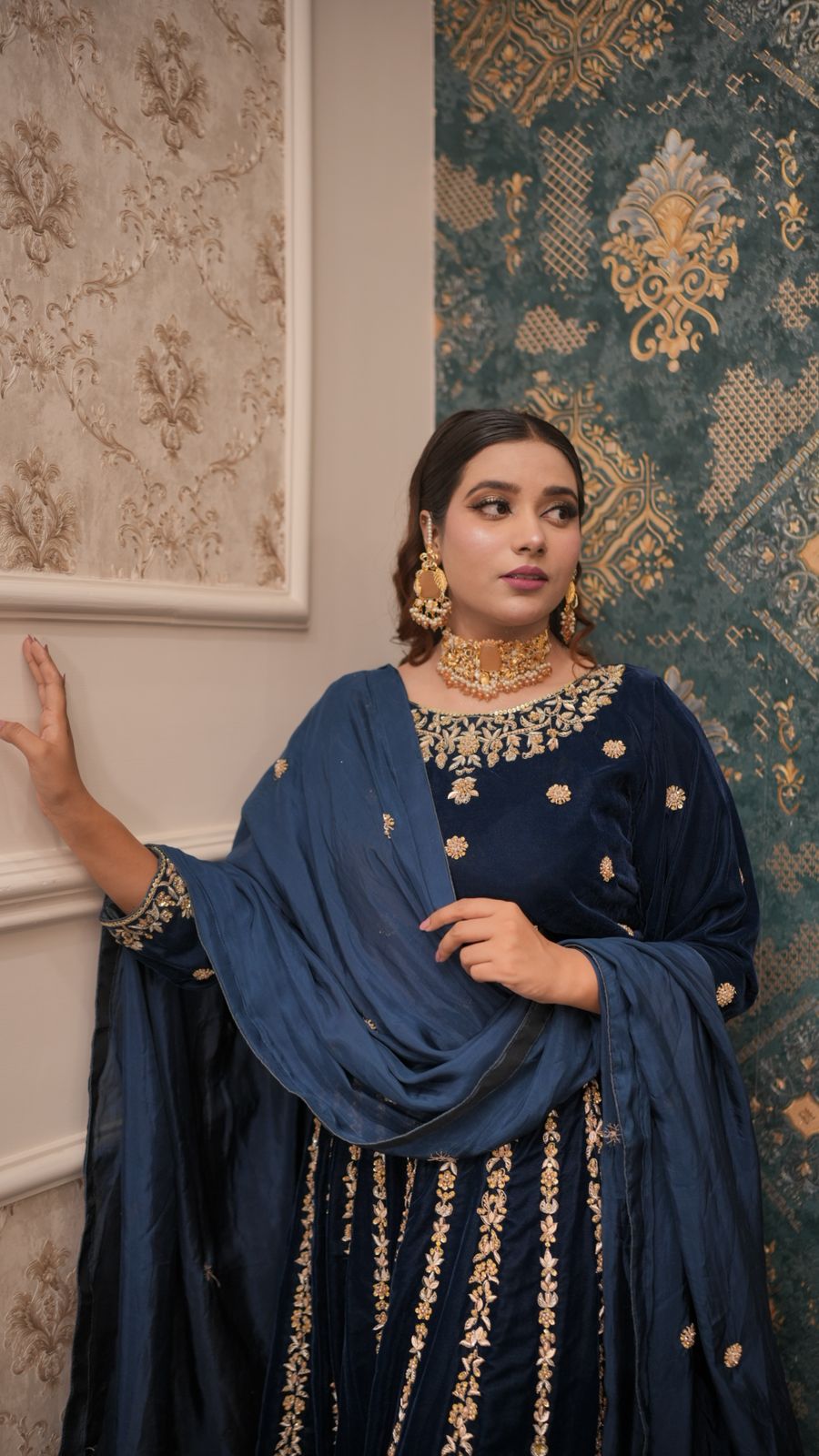 Velvet Zardozi Bridal Lehenga – A Regal Statement of Tradition & Elegance