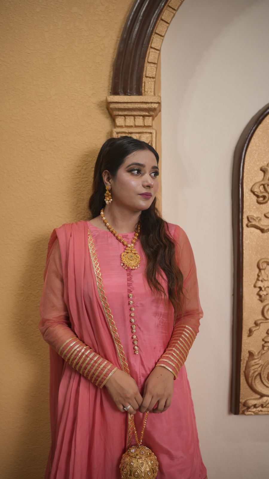 Farshi Wear Affair – Carrot Pink Raw Silk Elegance