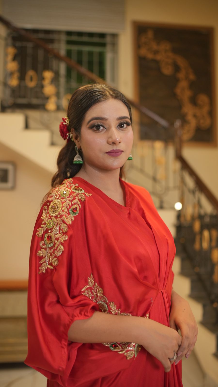 Luxurious Silk Kaftan – Adorned with Resham Embroidery & Zardozi Elegance
