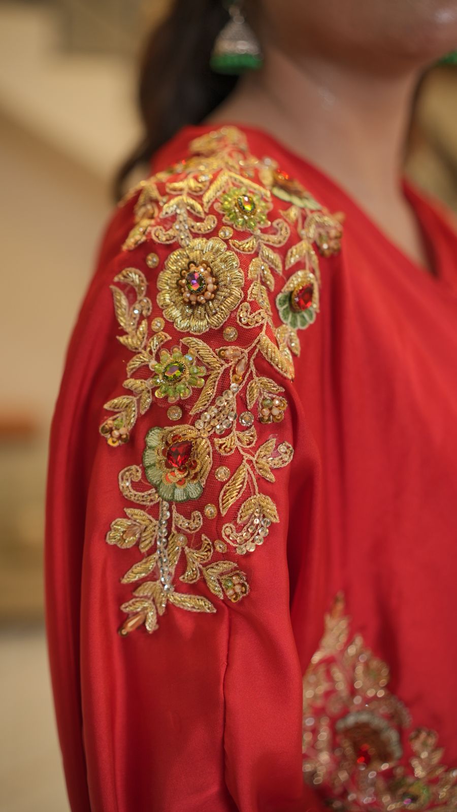 Luxurious Silk Kaftan – Adorned with Resham Embroidery & Zardozi Elegance