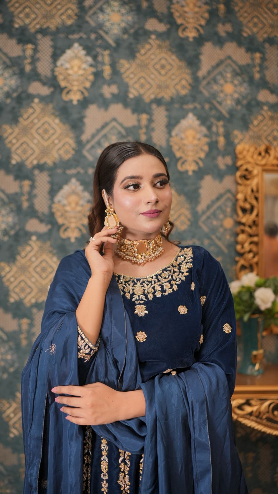 Velvet Zardozi Bridal Lehenga – A Regal Statement of Tradition & Elegance