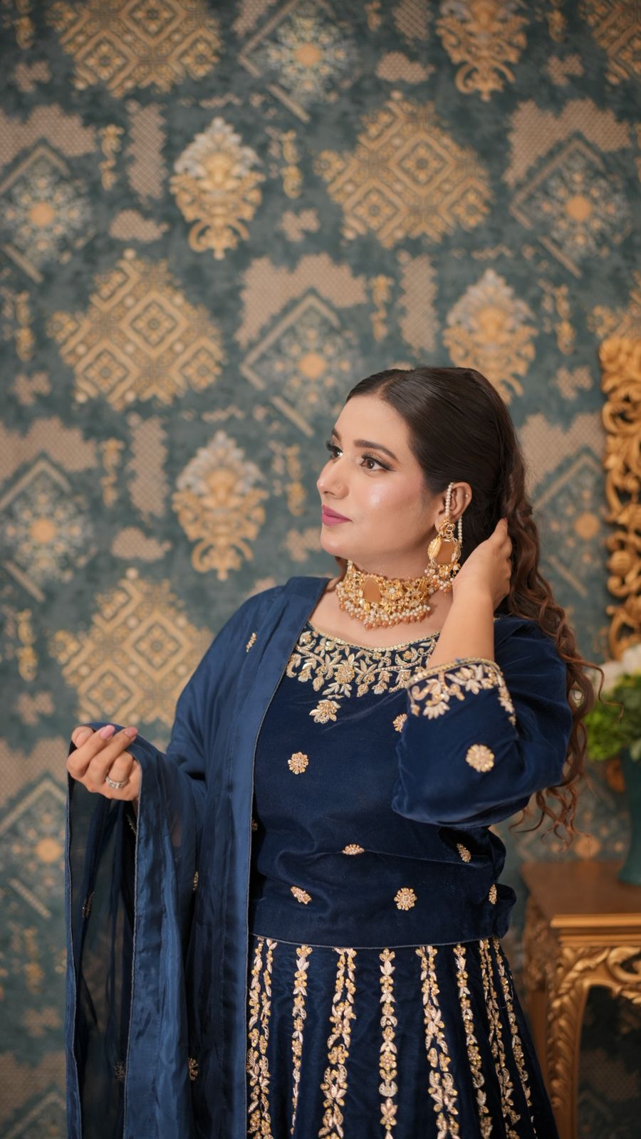 Velvet Zardozi Bridal Lehenga – A Regal Statement of Tradition & Elegance