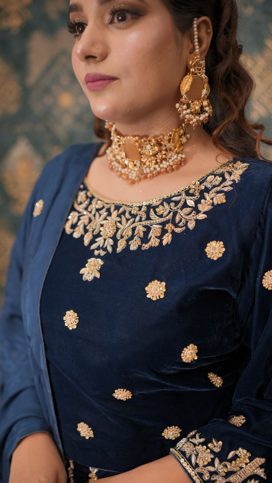 Velvet Zardozi Bridal Lehenga – A Regal Statement of Tradition & Elegance