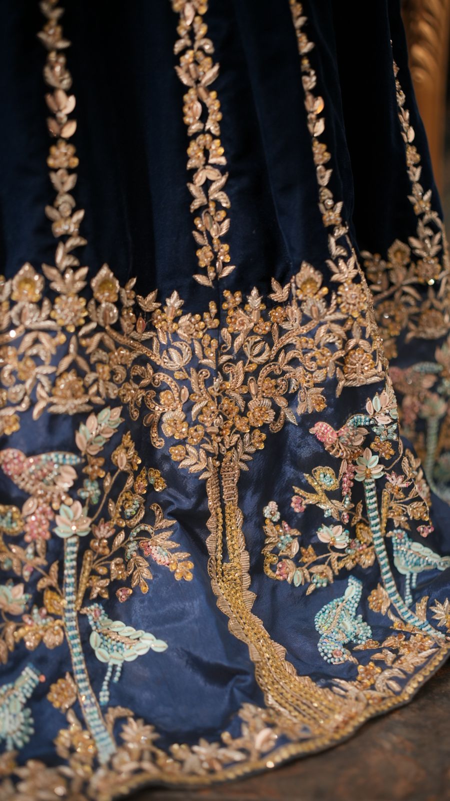 Velvet Zardozi Bridal Lehenga – A Regal Statement of Tradition & Elegance