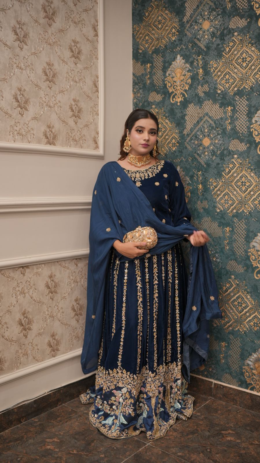Velvet Zardozi Bridal Lehenga – A Regal Statement of Tradition & Elegance