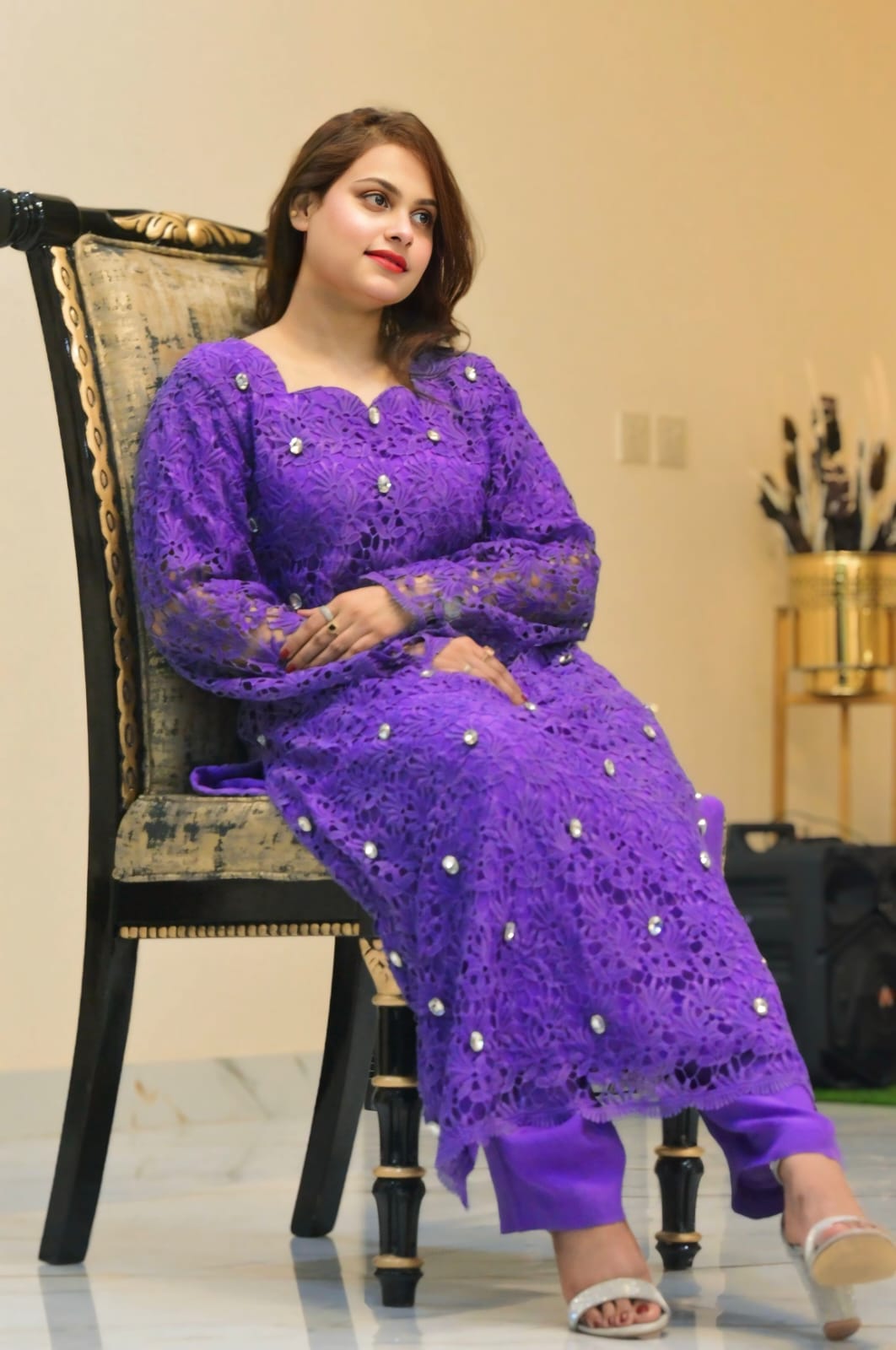 Elegant Cotton Chikan Net Ensemble – Subtle Glamour in Every Detail