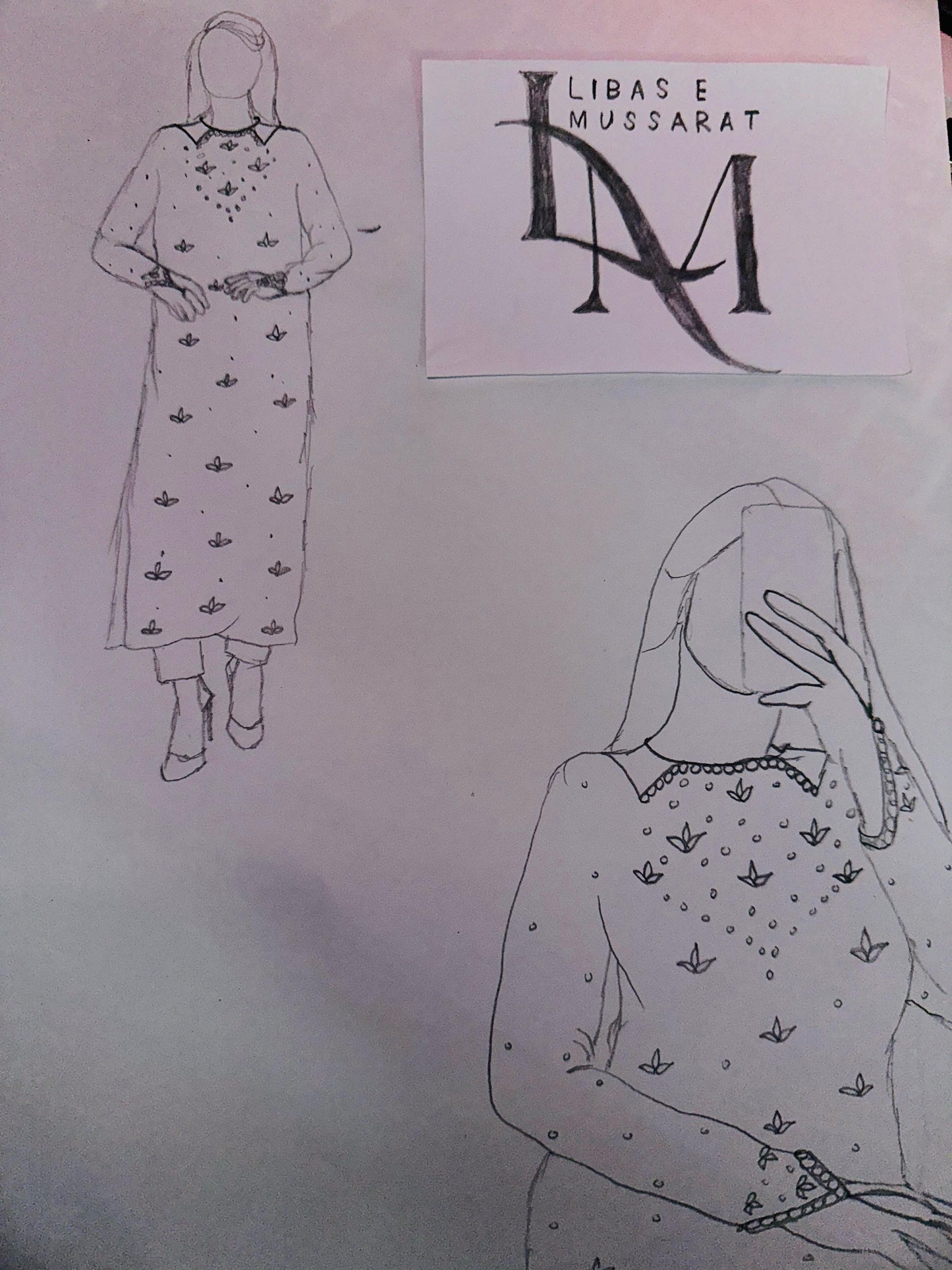 Custom Pure Fabric Mehroon Dress with Sitara Work