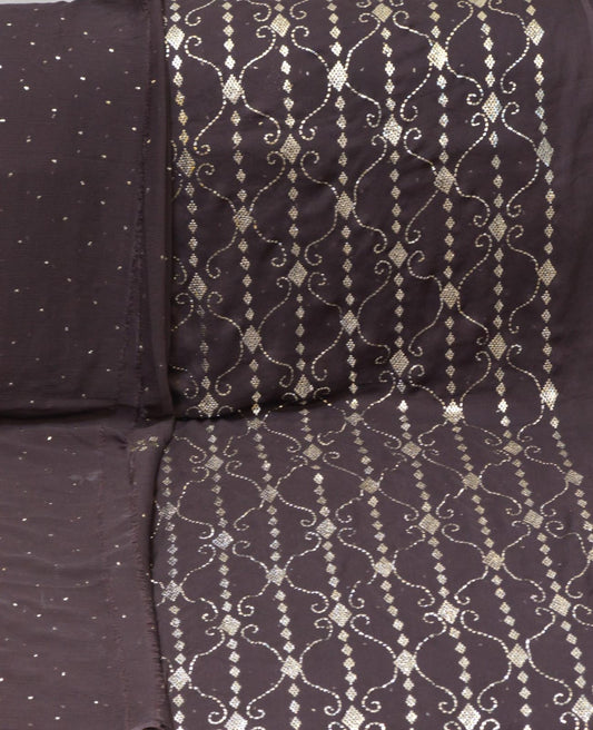Pakistani Ginger Chiffon 3-Piece – Dupatta & Gala Embroidery | Barfi & Dana Work